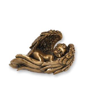 Ornament med sovende engel i bronse fra Sigvartsen Steinindustri