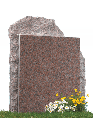 Gravstein i rød granitt fra Sigvartsen Steinindustri